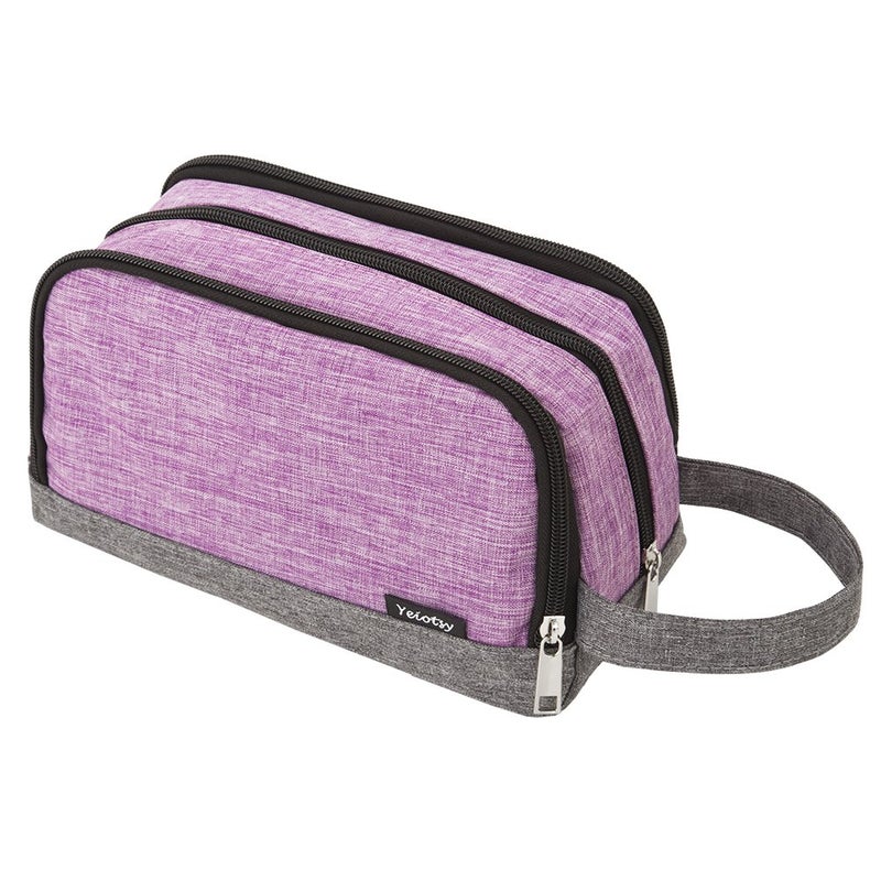 Yeiotsy Toiletry Bag  Color Clash Durable Travel Toiletry Organizer Bag (Purple) - Image 1